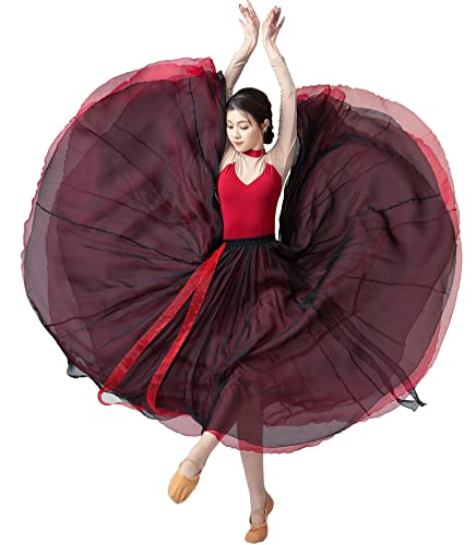 Oridoor 720 Tencel Chiffon Light Double-Layer Long Skirt Multi-Faceted Wear With Ballet Modern Dance Long Skirt A1-Black, Red … #TOP1
