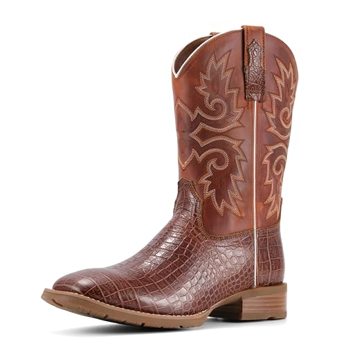 Image of SUREWAY Cowboy Boots For Men - Mens Square Toe Western Boot,Oil /Slip Resistant,Durable Fashionable Classic Pull on 10 Inch Boots Mid Calf Wellington Boots