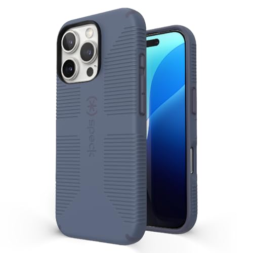 Image of Speck CandyShell Grip Case - iPhone 16 Pro Slim MagSafe - Mystery Blue /Faded Denim