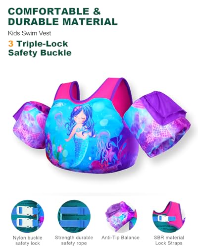 Image of AEOCOO Puddle Float Jumper for Swiming, Toddler Swim Vest for Water Play, Pool Floats with Swimming Arm Floaties Swim Jacket & Water Wings for Kids Swimmies, Boys, Girls, Ninos