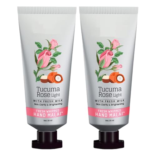 Tucuma Rose Light Hand Cream | Fresh Whipped Hand Malai with Shea Butter | Hand Moisturizer for Men & Women | Brightening, Clarity & Softness | Chemical-Free | 30ml Each (Pack of 2)