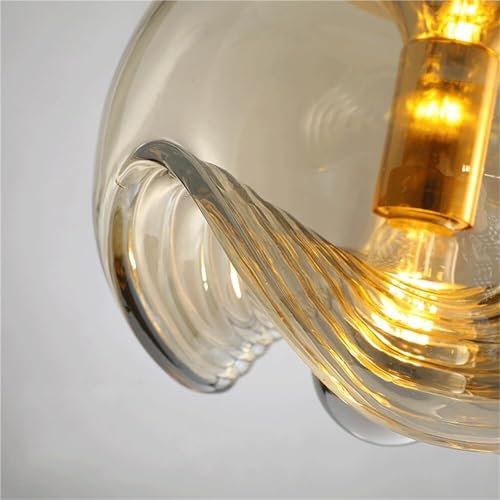 Lustre industriel E27 plafonnier suspendu en verre pour décoration salon