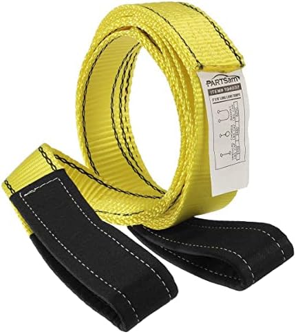 Partsam Premium 1Pcs Crane Towing Strap 10feet x 2inch Durable 3400Dtex - Heavy Duty Web Sling - Corrosion Resistance Polyester Industrial Flat Eye-Eye Ropes