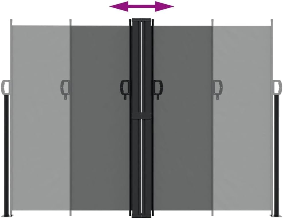 Retractable Side Awning Anthracite 70.9"x472.4" Waterproof UV Resistant Privacy Screen for Balcony Terrace Patio with Easy Installation Mounting Accessories