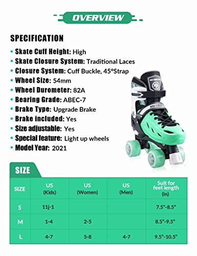 Metroller Roller Skates For Girls And Boys Teens, Adjustable 4 Sizes For Kids Toddler Rollerskates With Light Up Wheels, For Youth Women And Men #TOP6