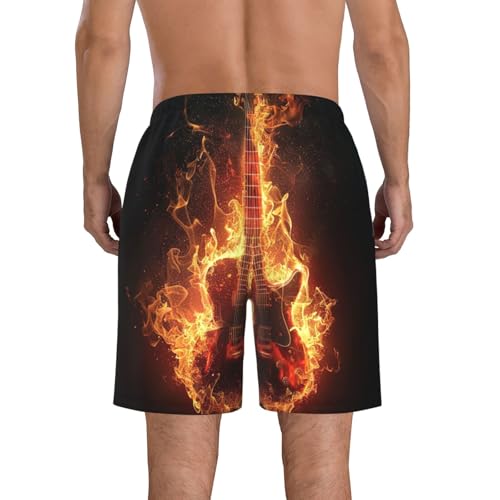Men's Quick Dry Swim Shorts Flame Guitar Dark Fire Fantasy Art Bright Beach Trunks with Pockets2