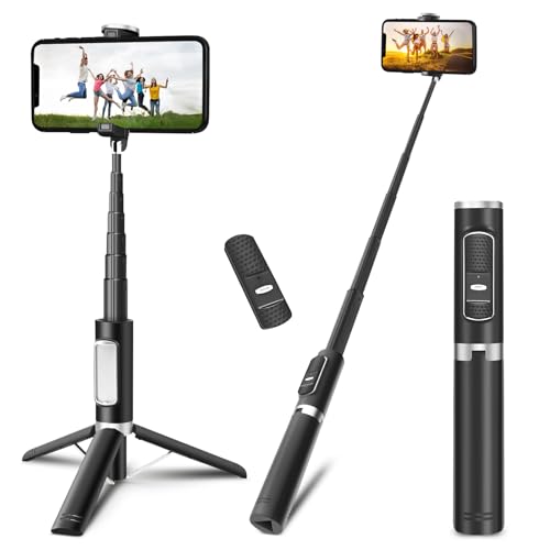 Trépied tout-en-un et perche à selfie portable de 152 cm pour smartphone avec télécommande