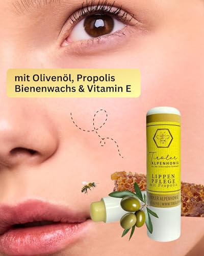 Lip Care Propolis, 100% Natural Lip Balm with Beeswax and Olive Oil, Lipstick from Tyrolean Alpine Honey Made in the Tyrolean Mountains - 4.8 g – Bild 4