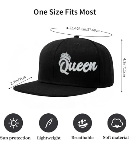 Image of Tai & Zai Black Snapback Hat with Printed, Adjustable Flat Brim Cap, Six Hole Breathable Design