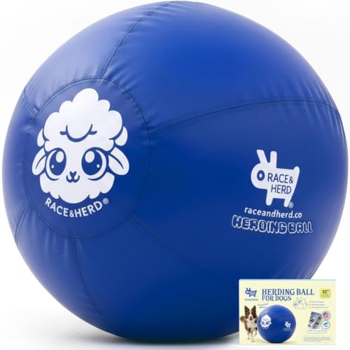 Race&Herd 22 Original XXL Herding Ball for Dogs - Herding Toys Giant Dog Ball for Australian Shepherds Border Collies - Durable Dog Outdoor Training Toy for Small & Medium Breeds (Ocean)