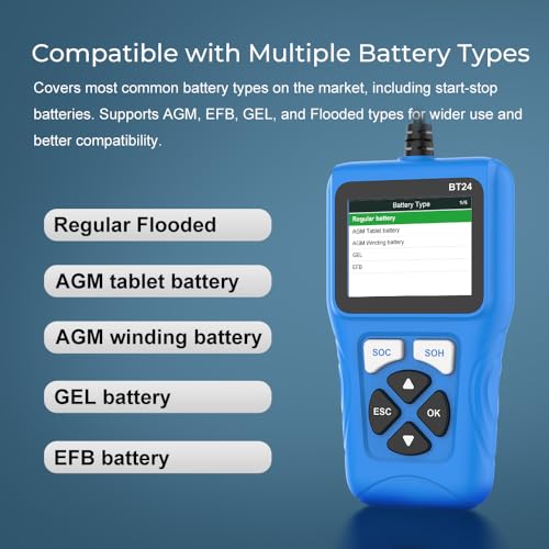 Veepeak Car Battery Tester 12V 24V, 100-2000CCA Battery Load Tester Analyzer with Cranking and Charging System Test for Cars, SUVs, Boats, Trucks and Motorcycles