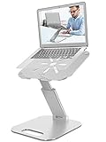 Laptop Stand for Desk, Height Adjustable up to 20' Sit to Stand Ergonomic Computer Stand, Laptop Riser Laptop Holder, Tall Laptop Stand for MacBook, Laptops Riser 10-17' Silver