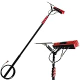 Genérico Cepillo de Limpieza de vidrios, Kit de Poste telescópico para Suministro de Agua doméstico, Cepillo Giratorio para Paneles solares, Paneles solares fotovoltaicos, Kit de Poste con alimentaci