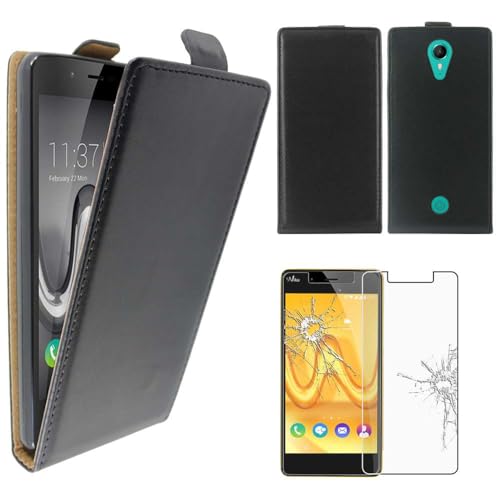 ebestStar - Coque Compatible avec Wiko Tommy Etui Housse PU Cuir Rabat Ultra Fin (Ultra Slim Case), Noir + Film Protection écran Verre Trempé [Appareil: 146...