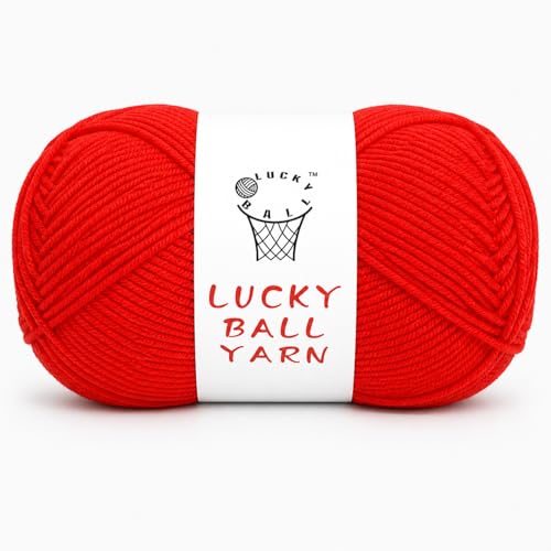 Image of LUCKY BALL Milk Cotton Yarn, 100g / 240 yd 60% Cotton 40% Acrylic #2 Fine Sport Yarn, Soft Crochet & Knitting Yarn for Amigurumi Dolls, Baby Items, Flowers, Hats, Sweaters, Blankets(Red)