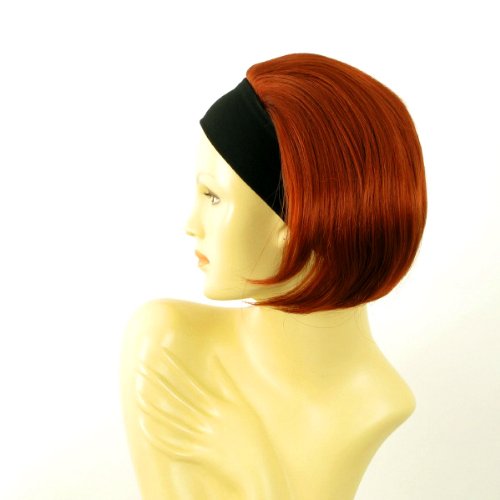 Perruque Courte Diadéma élastique Couleur Cuivre Rouge Intense - Synthétique, Neuve