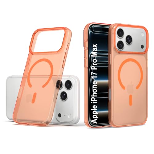Image of Zapcase Back Case for iPhone 17 Pro Max | Slim Lifetime Anti-Yellow Crystal-Clear Cover with Elevated Camera Protection & MagSafe Compatibility | Premium German Polycarbonate | Shockproof | Orange