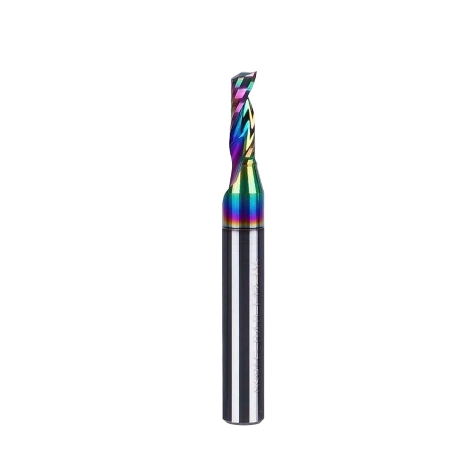1 szt. 6 mm trzpień O flet spiralny wiertło z węglika wolframu pojedynczy frez końcowy średnica cięcia 2-6 mm powłoka DLC, aluminium 3D grawerowanie CNC (1F-D4.0-L12-H6)