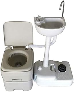 Upgraded Portable Sink and Toilet Combo| Self-contained 5 Gal Hand Washing Station & 5.3 Gal Flushing Toilet, Perfect for Camping/RV/Boat/Road