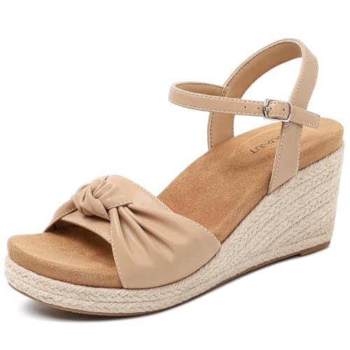 Image of Comfortable Women's Platform Espadrille Sandals Dressy Wedge Shoes Summer