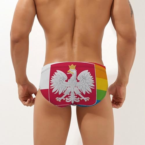 Poland Polish LGBT Rainbow Gay Flag Mens Swim Briefs Quick Dry Swimming Trunks Training Swimsuit Low Rise Swimwear2