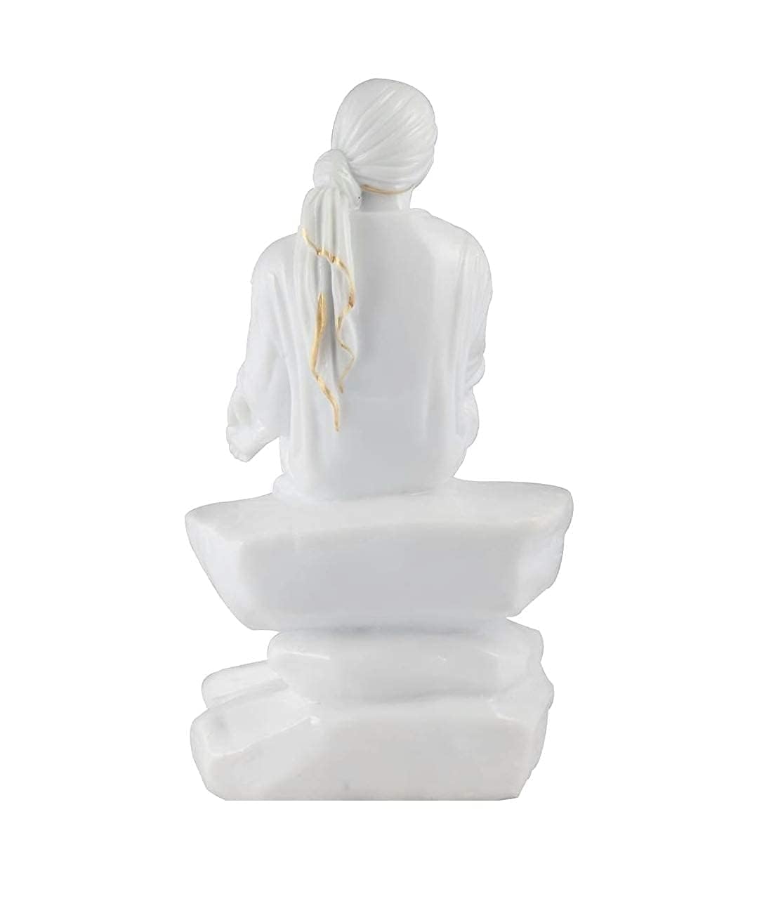 KRISHNAGALLERY1 Yellow Sai Baba Idol Marble Statue for Pooja Gift Car Murti Home Decor 7 INCH 3