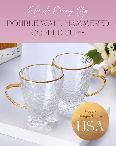 Juego de 2 tazas de vidrio con doble pared, 12 onzas miniatura 4