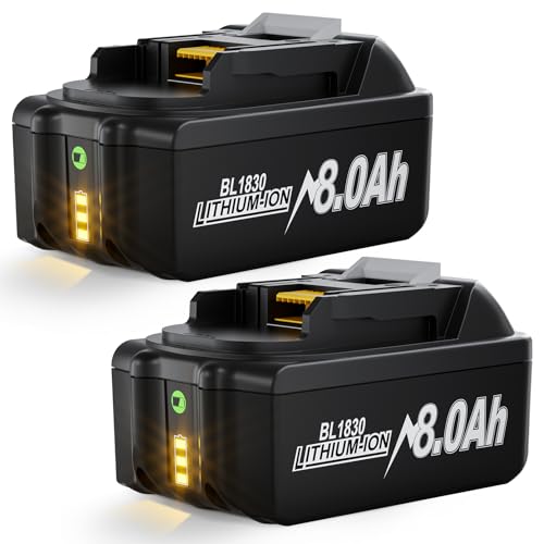2Pack 8.0Ah Replacement for Makita 18V Battery Compatible with 18 Volt Lithium Battery BL1860 BL1850 BL1845 BL1840 BL1830 BL1820 BL1815 LXT400 194204-1 Cordless Power Tools