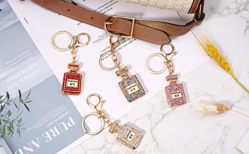 Beshiny Pink Keychains For Women Girls Rhinestone Perfume Key Chain Key Ring Purse Handbag Charms Bag Backpack Accessories Gifts #TOP7
