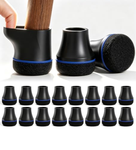 Chair Leg Floor Protectors for Hardwood Floors, Triple-Layer Design Silicone Chair Leg Caps, 3X Noise Reduction & 3X Anti-Scratch, Premium Durable Protectors for Dining Chairs (16pcs Fit 0.6"-0.75")