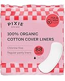 Pixie Organic Cotton Panty Liners for Women - Regular Pantiliners - Light Absorbency & Ultra-Thin - Leak-Proof, Hypoallergenic & Unscented - Compostable - 88 Count
