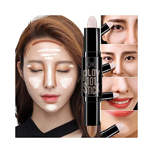 2 In 1 Makeup Shading Stick, Double-Head Make Up Concealer Contouring Sticks, Highlighter Three-Dimensional Face Brightening Pencil（Pack Of 1) (01#Ivory White) #TOP4