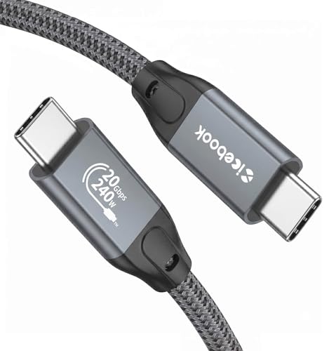 Image of USB C 3.2 Gen 2x2 Cable, 4K@60Hz Video for MacBook Pro /iPad Pro /Galaxy S26, High Speed 20Gbps Data Transfer for Thunderbolt 4 /3 SSD, 240W Fast Charging Laptop Cord Nylon Braided, 10FT