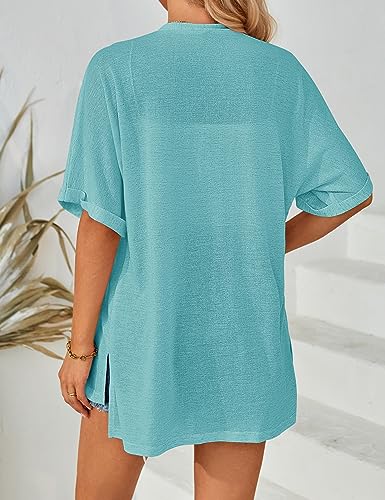Image of MEROKEETY Women's 2026 Summer Lightweight Kimono Cardigan Short Sleeve Open Front Casual Loose Trendy Beach Cover Ups