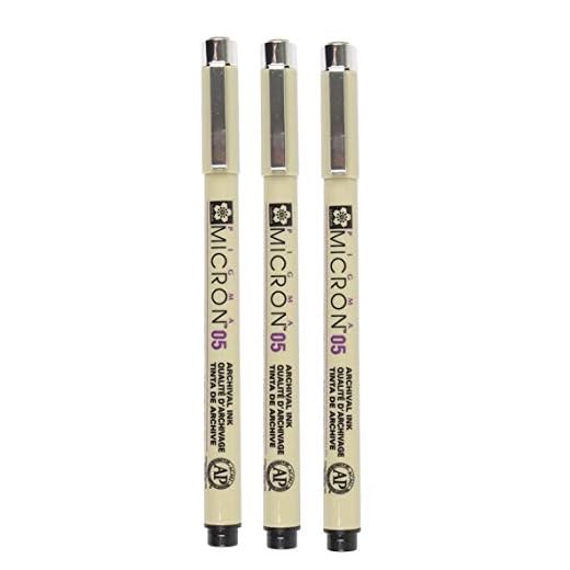 Sakura Pigma Micron – Pigment Fineliner, Nr. 05 (0,45 mm), Schwarz [3 Stück]