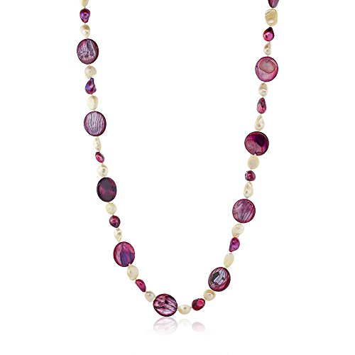 Gem Stone King 36" Multi Color Cultured Freshwater 8-9mm Pearl and 20mm Round Necklace