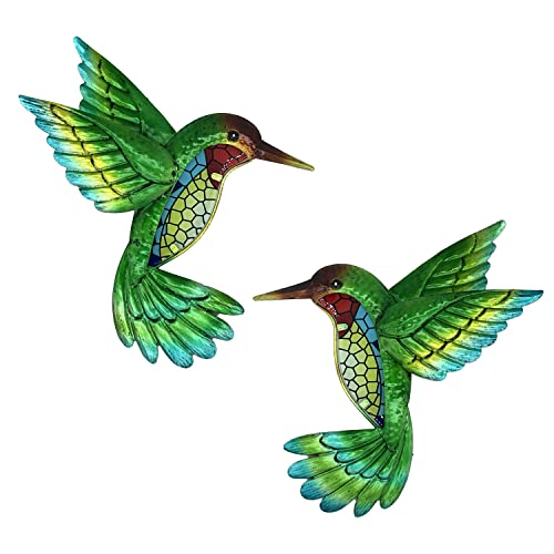 POXOHO Mosaik Kolibri Wanddekoration, Metall Kolibri Wandkunst, Outdoor Wanddekoration, Geeignet für Inneneinrichtung, Garten und Veranda Wanddekoration 2er Set Cover