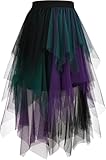 jupe tulle femme mi-longue WERFORU Jupe Tulle Femme Asymétrique Froufrou，Midi-Longue Jupe d\'Été Bouffante pour Mariage, Fête, Carnaval et Halloween
