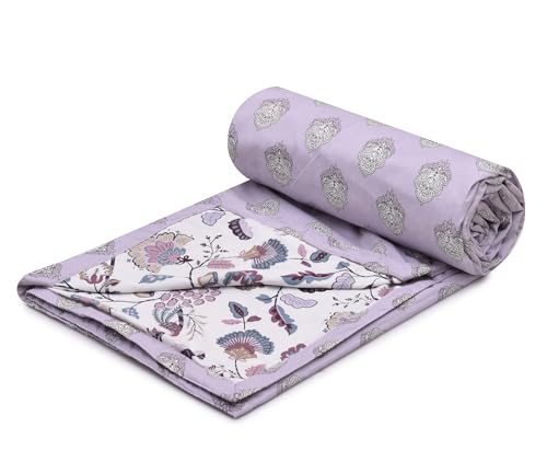 Image of Amazon Brand - Umi Single Bed Dohar Blanket Cotton 160 TC | AC Quilt 57x87 Inches | Three Layer Soft Lightweight Comforter | Trendy Elegant Bedspread