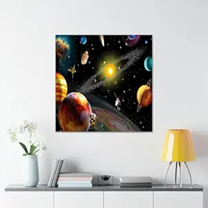 GADGETS WRAP Canvas Gallery Wrap Framed for Home Office Studio Living Room Decoration (17x17inch) - Solar System Realistic
