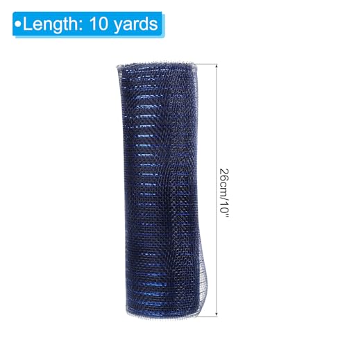 PATIKIL 1pcs Deco-Mesh, 10 Inch x 10 Yard Deco-Mesh Ribbon Roll Foil Metallic for Christmas Tree Wreaths Decoration,Navy Blue - Image 2