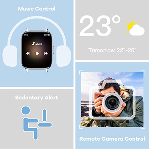 Smart Watch For Women Men Fitness: Android Smartwatch With 1.65" Touch Screen Waterproof Watches Heart Rate Sleep Monitor Calorie Step Counter For Walking Digital Watch Compatible Android Ios Silver #TOP4
