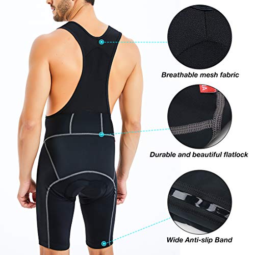 CATENA Men's Cycling Bib Shorts 3D Padded Bike Short Breathable Bicycle Tights Black