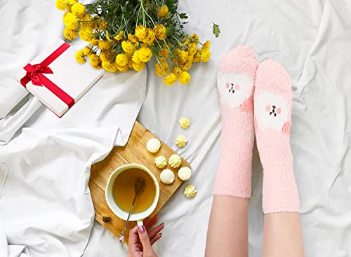 Fuzzy Socks For Women Girls Cute Animal Dog Cozy Fluffy Socks Funny Silly Comfy Slipper Socks Winter Warm Plush Sleeping Socks Soft Thick House Socks Christmas Socks Gifts Family Holiday Socks 5 Pairs #TOP6