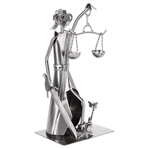 Brubaker Figura a Vite della Giustizia Con serpente e Bilancia - Figura in Ferro Jura Metal Man - Figura in Metallo realizzata a Mano - Regalo Per avvocati, Giudici, Giuristi, studi legali