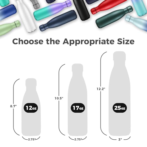Volhoply 25oz Insulated Water Bottles 1/2/4 Pack, Double Wall Stainless Steel Vacuum Flask Keeps Cold 24H & Hot 12H, BPA Free Leakproof Bottle (Assorted,2 Pack) by Volhoply - Image 2