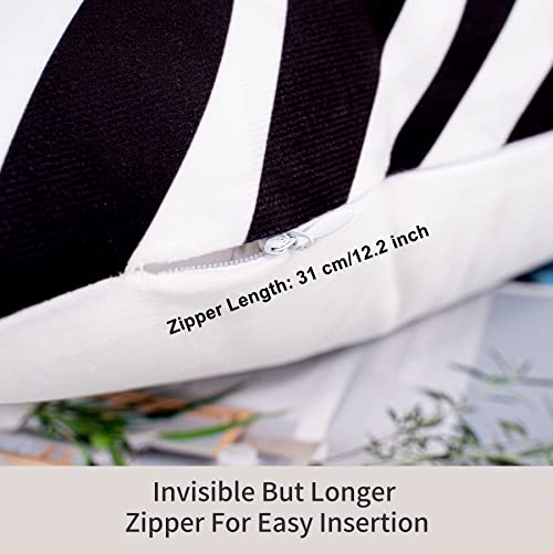 Kiorevy Boho Throw Pillow Cases Covers, Black And White Square Zebra Velvet Pillows Cushion Covers With Zipper 18X18 Inch Pillowcase For Farmhouse Couch Sofa Home Decor, 2 Pack #TOP4