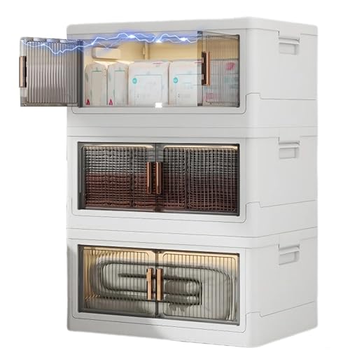 Grand cube de rangement pliable boîte plastique empilable avec portes - 2