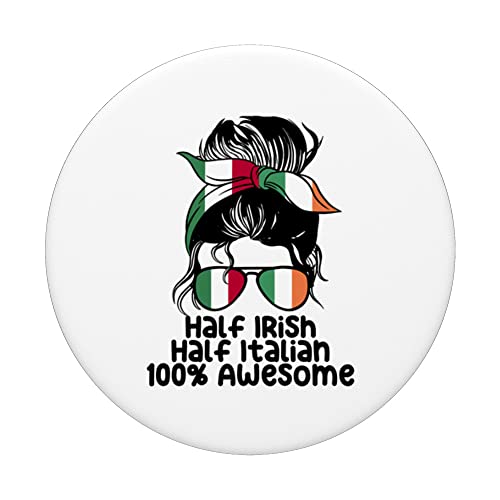 Half Italian half Irish Italy Ireland Mix PopSockets Swappable PopGrip, Black - Image 3