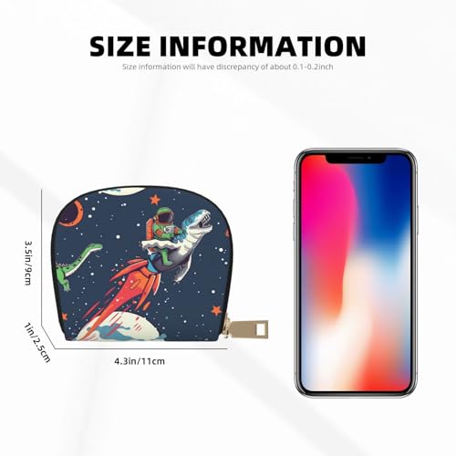 Funny Astronaut Cute Dinosaur Rocket Printed Card Wallet for Women Men Cute Zipper Card Cases Holder Mini Coin Purse with 12 Card Slots3